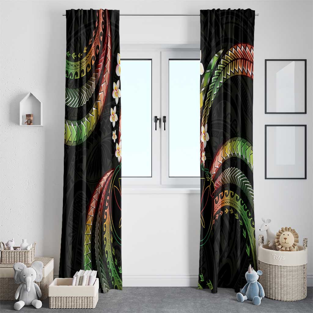 Hawaii Map Kanaka Maoli Window Curtain Fantastic Frangipani Reggae