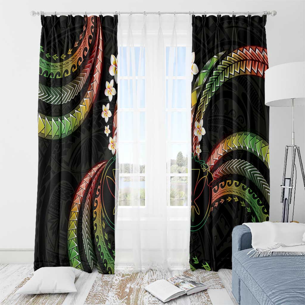 Hawaii Map Kanaka Maoli Window Curtain Fantastic Frangipani Reggae