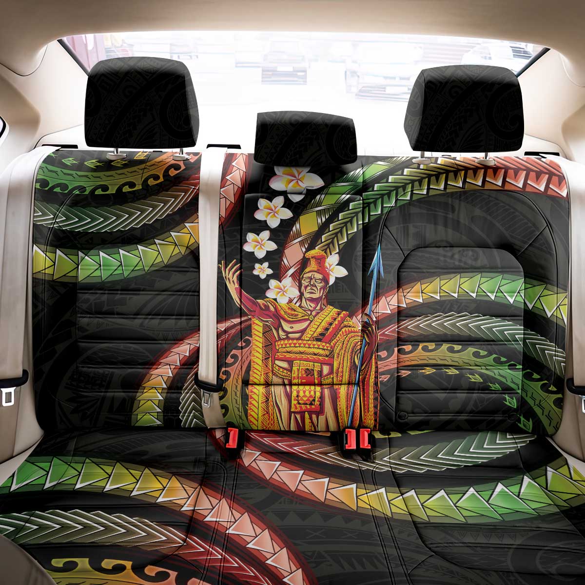 Hawaii King Kamehameha Back Car Seat Cover Fantastic Plumeria Reggae