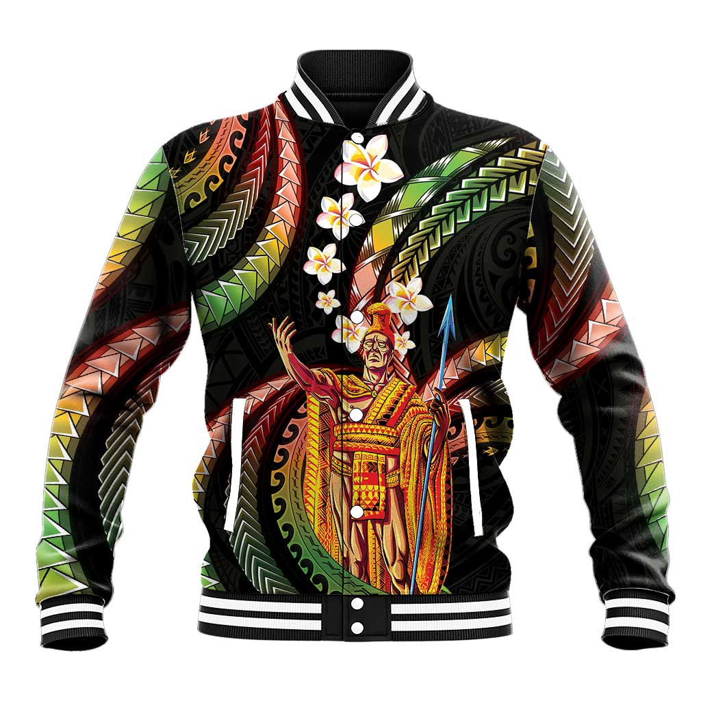 Hawaii King Kamehameha Baseball Jacket Fantastic Plumeria Reggae