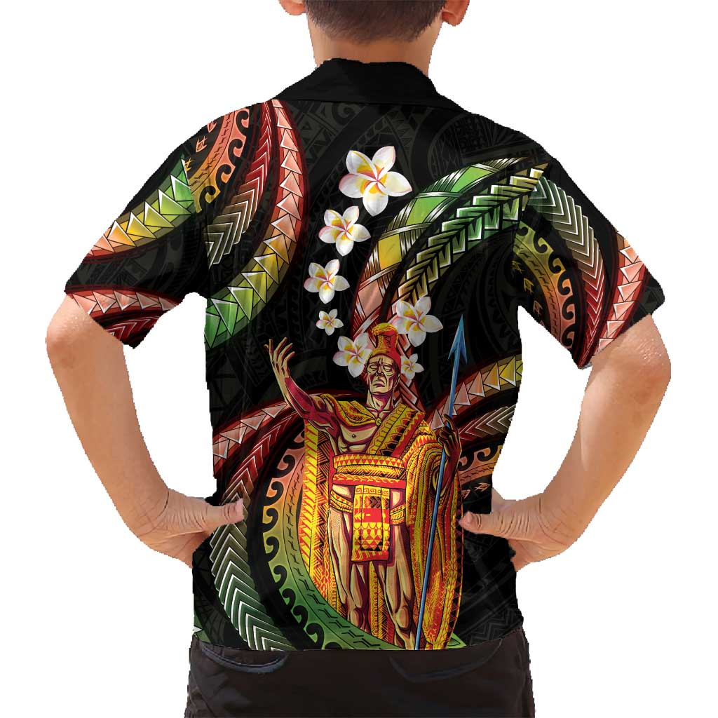 Hawaii King Kamehameha Family Matching Long Sleeve Bodycon Dress and Hawaiian Shirt Fantastic Plumeria Reggae