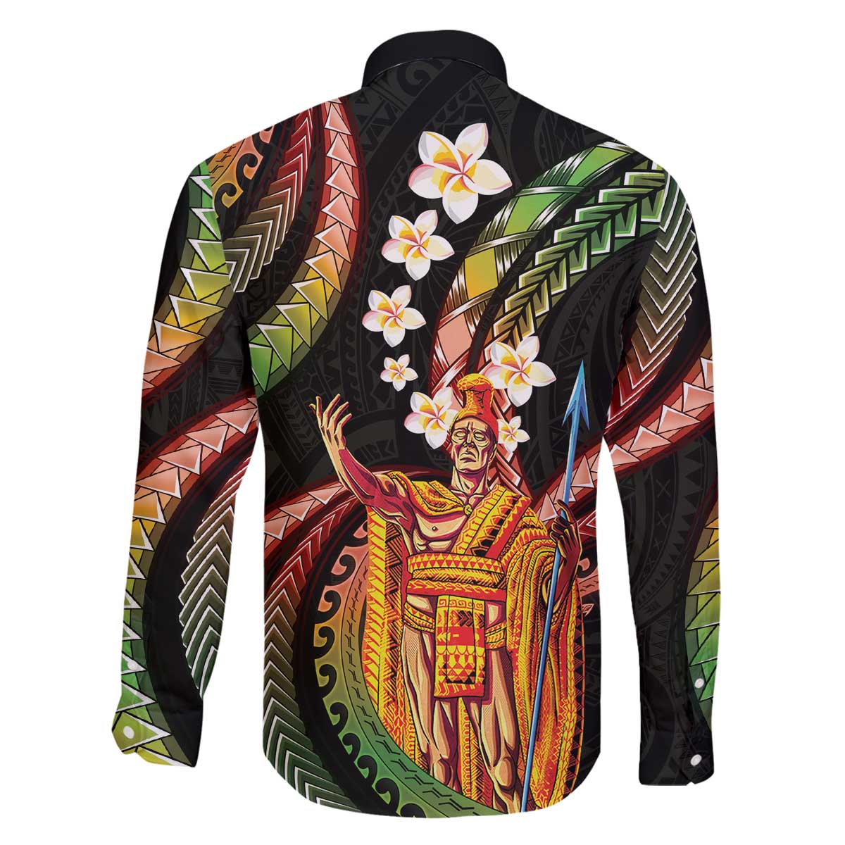 Hawaii King Kamehameha Family Matching Off The Shoulder Long Sleeve Dress and Hawaiian Shirt Fantastic Plumeria Reggae