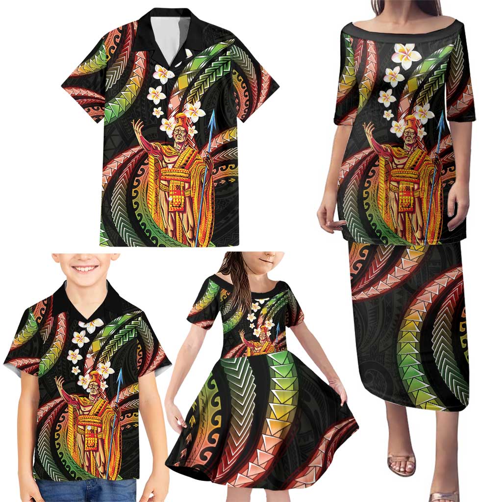 Hawaii King Kamehameha Family Matching Puletasi and Hawaiian Shirt Fantastic Plumeria Reggae