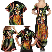 Hawaii King Kamehameha Family Matching Summer Maxi Dress and Hawaiian Shirt Fantastic Plumeria Reggae