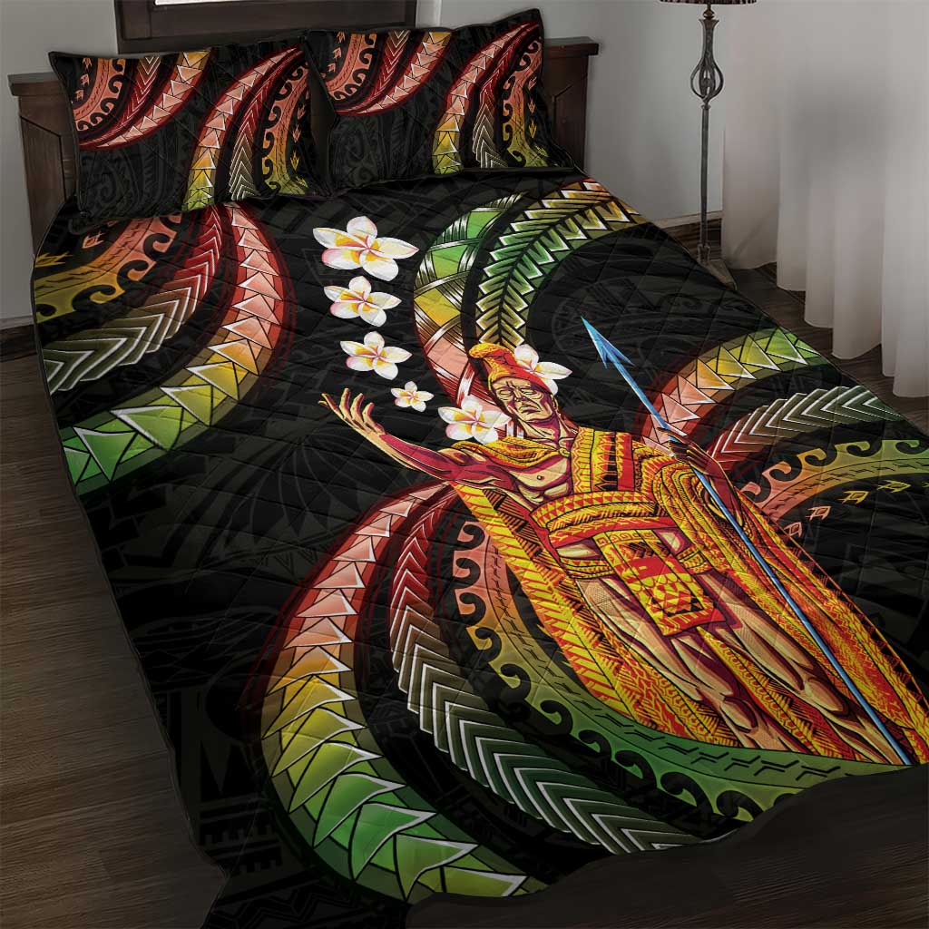 Hawaii King Kamehameha Quilt Bed Set Fantastic Plumeria Reggae