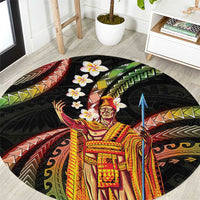 Hawaii King Kamehameha Round Carpet Fantastic Plumeria Reggae