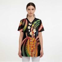 Hawaii King Kamehameha Scrub Top Fantastic Plumeria Reggae - Polynesian Pride
