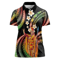 Hawaii King Kamehameha Women Polo Shirt Fantastic Plumeria Reggae