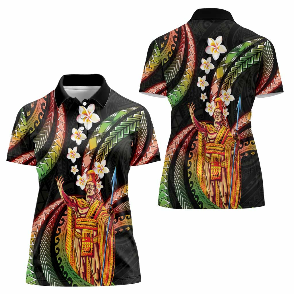 Hawaii King Kamehameha Women Polo Shirt Fantastic Plumeria Reggae