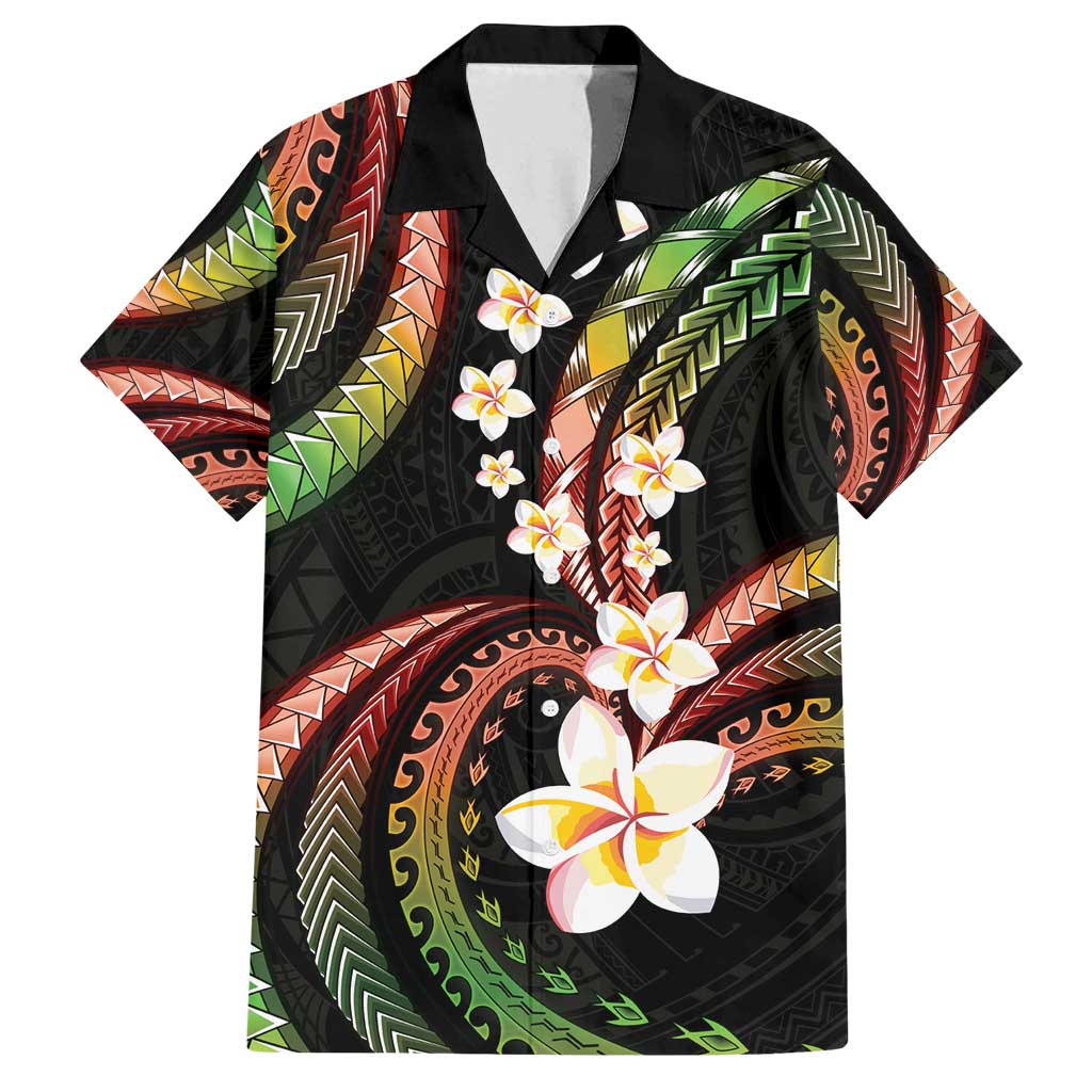 Hawaii Plumeria Reggae Family Matching Long Sleeve Bodycon Dress and Hawaiian Shirt Polynesian Pattern
