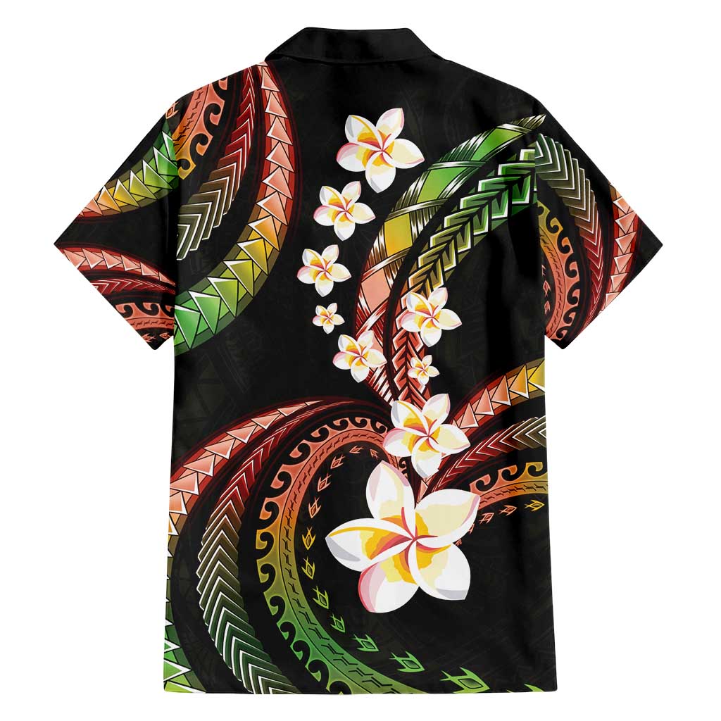 Hawaii Plumeria Reggae Family Matching Long Sleeve Bodycon Dress and Hawaiian Shirt Polynesian Pattern