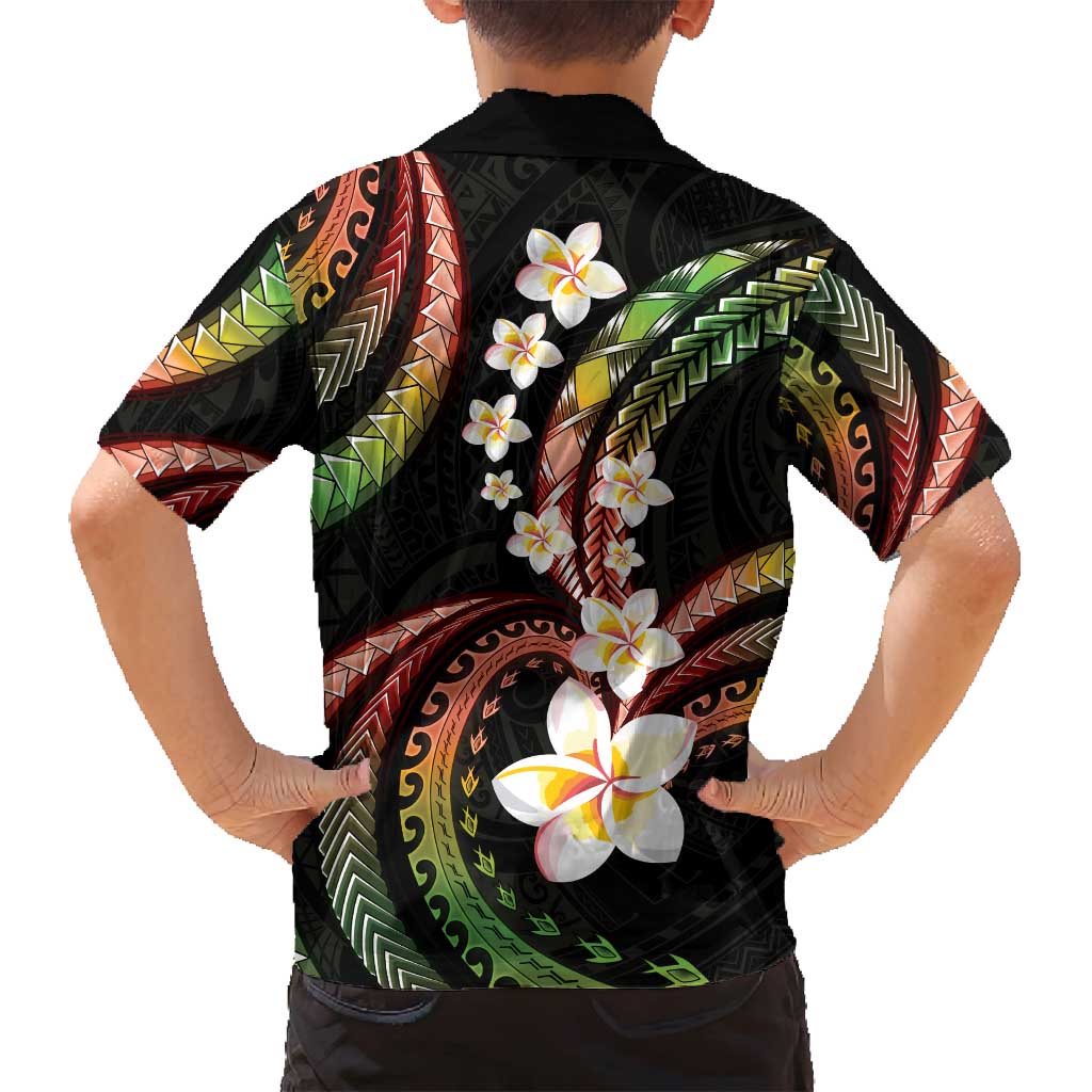 Hawaii Plumeria Reggae Family Matching Off Shoulder Maxi Dress and Hawaiian Shirt Polynesian Pattern