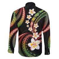 Hawaii Plumeria Reggae Family Matching Off Shoulder Short Dress and Hawaiian Shirt Polynesian Pattern