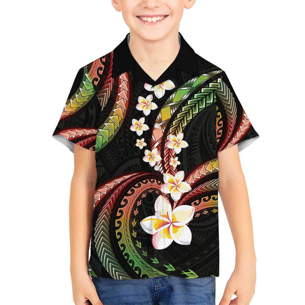 Hawaii Plumeria Reggae Family Matching Off Shoulder Short Dress and Hawaiian Shirt Polynesian Pattern