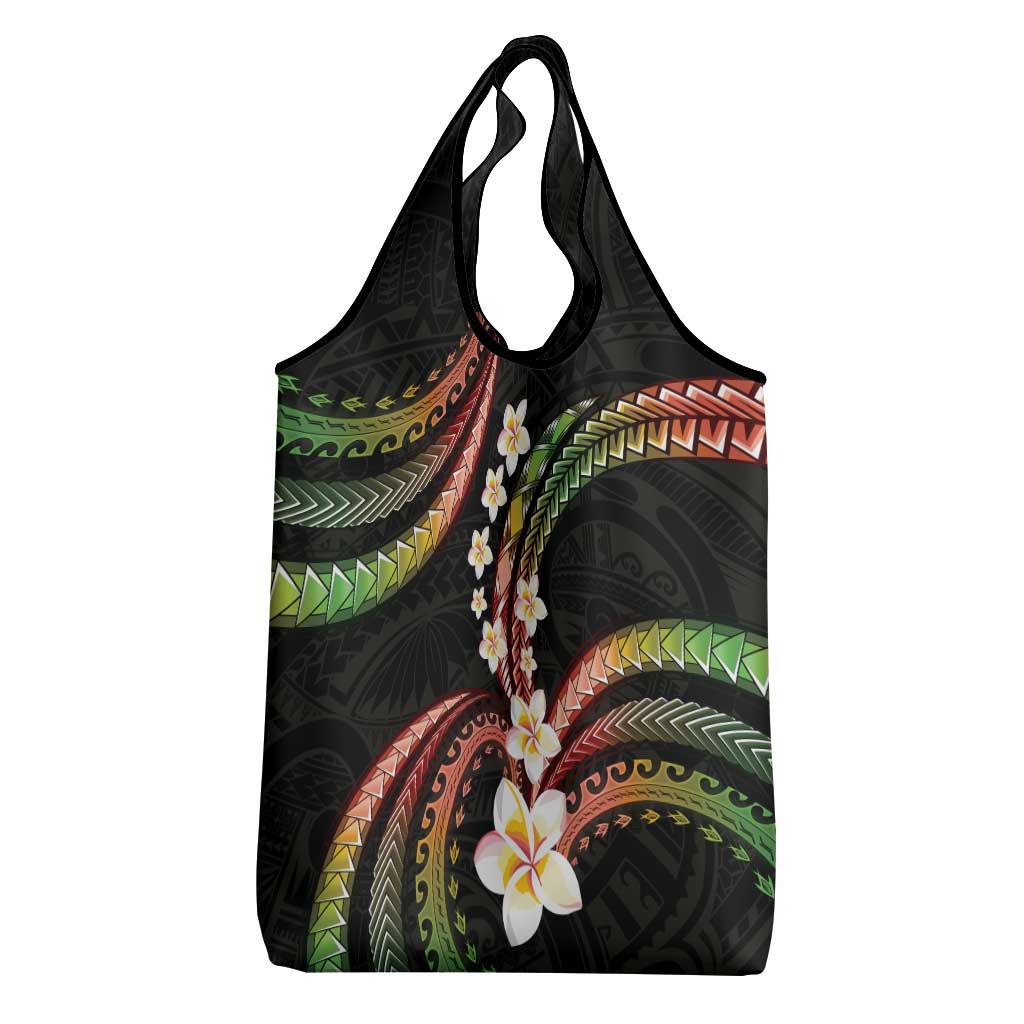 Hawaii Plumeria Reggae Grocery Bag Polynesian Pattern