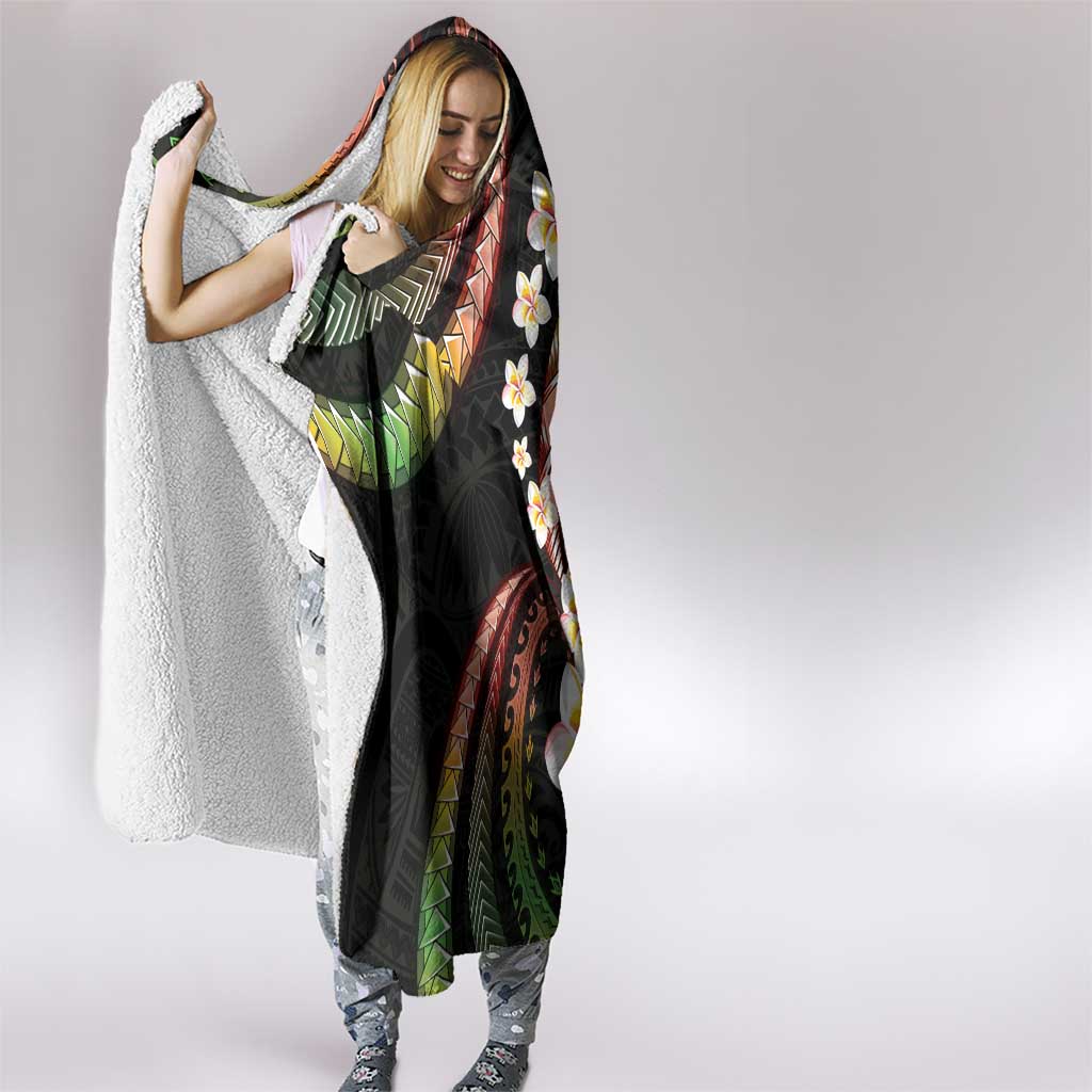 Hawaii Plumeria Reggae Hooded Blanket Polynesian Pattern