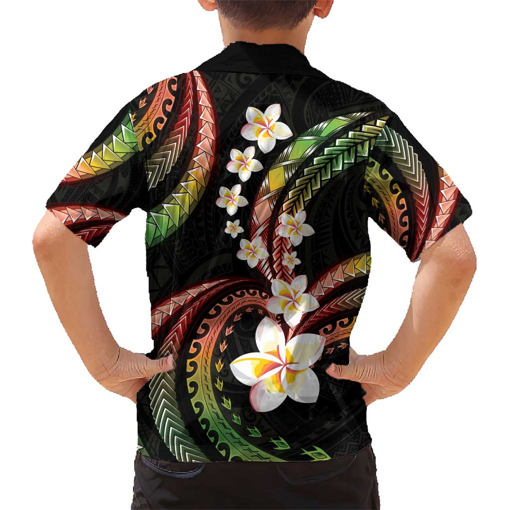Hawaii Plumeria Reggae Kid Hawaiian Shirt Polynesian Pattern