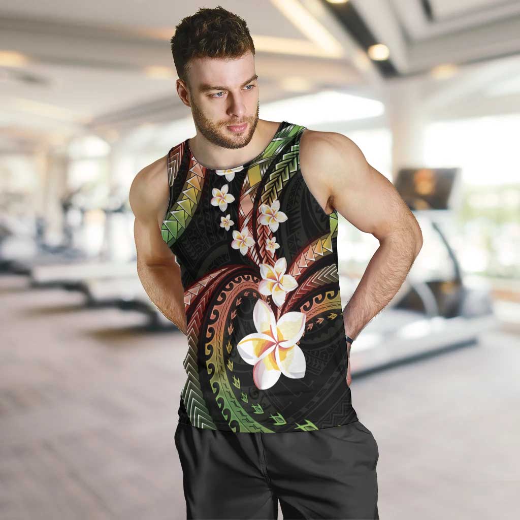 Hawaii Plumeria Reggae Men Tank Top Polynesian Pattern