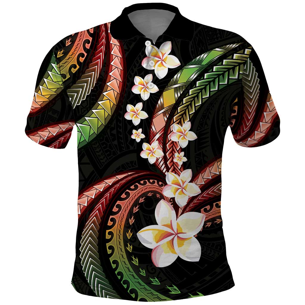 Hawaii Plumeria Reggae Polo Shirt Polynesian Pattern