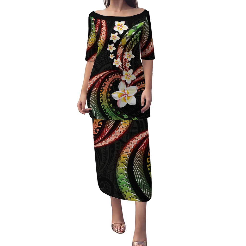 Hawaii Plumeria Reggae Puletasi Polynesian Pattern