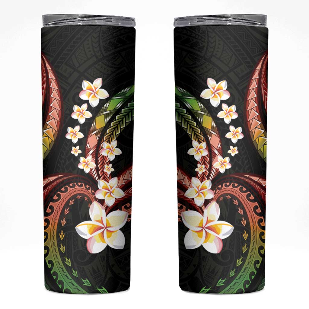 Hawaii Plumeria Reggae Skinny Tumbler Polynesian Pattern