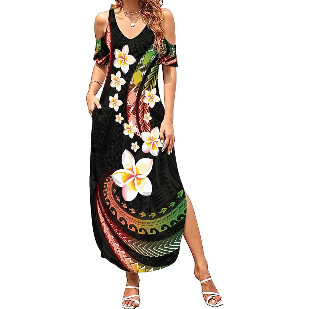 Hawaii Plumeria Reggae Summer Maxi Dress Polynesian Pattern