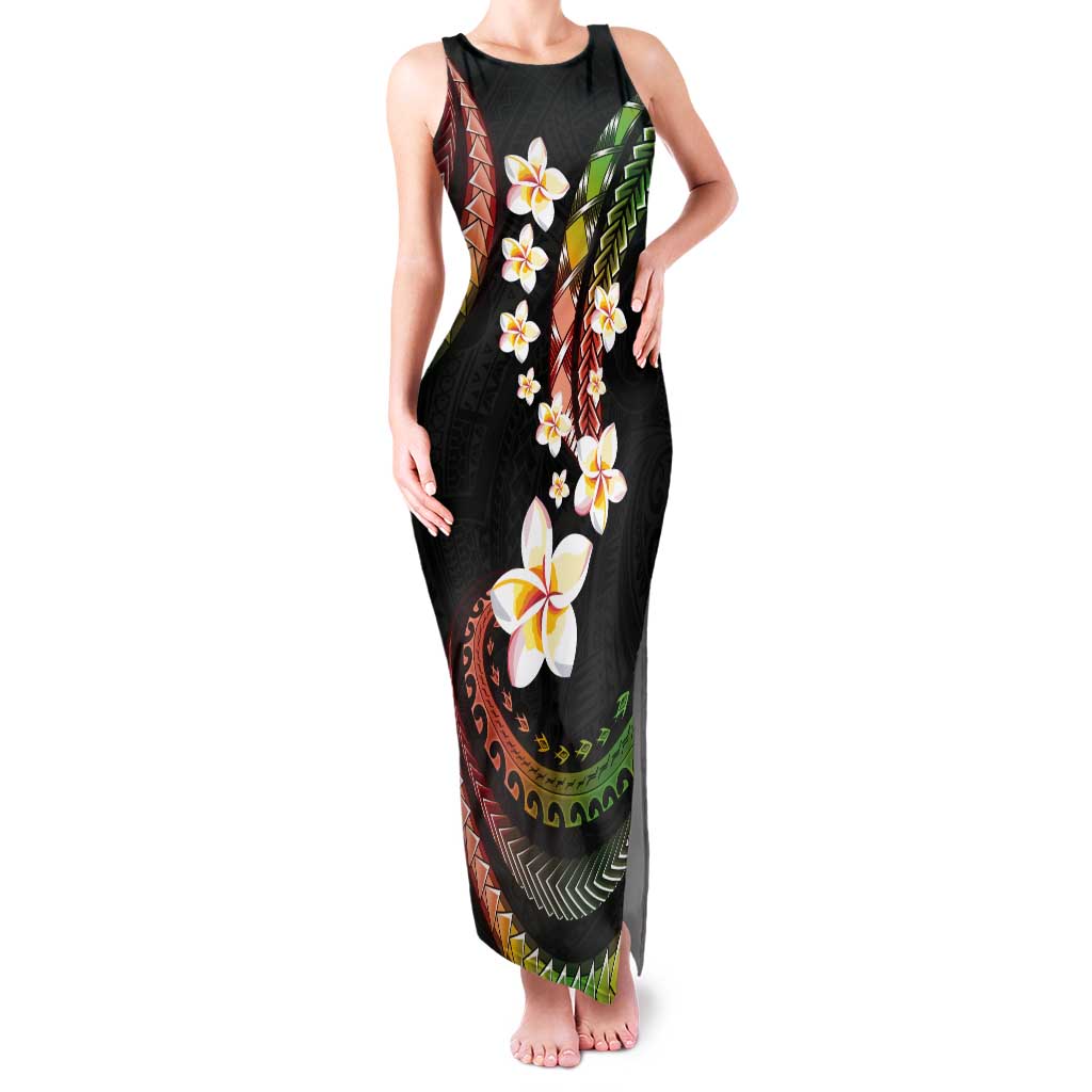 Hawaii Plumeria Reggae Tank Maxi Dress Polynesian Pattern