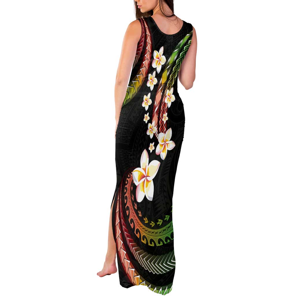 Hawaii Plumeria Reggae Tank Maxi Dress Polynesian Pattern