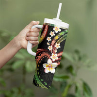 Hawaii Plumeria Reggae Tumbler With Handle Polynesian Pattern