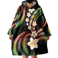 Hawaii Plumeria Reggae Wearable Blanket Hoodie Polynesian Pattern