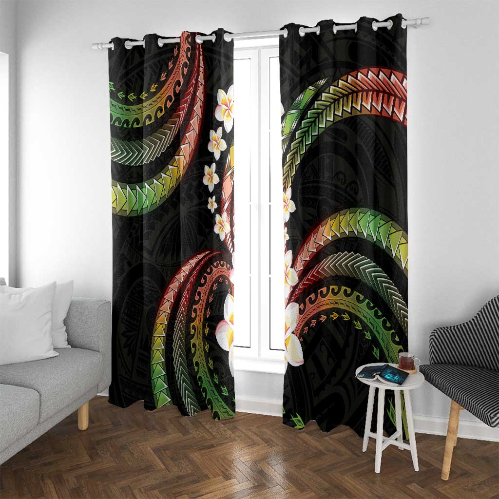 Hawaii Plumeria Reggae Window Curtain Polynesian Pattern