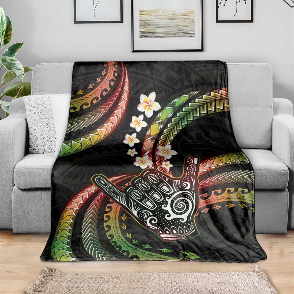 Hawaii Shaka Sign Blanket Fantastic Frangipani Reggae