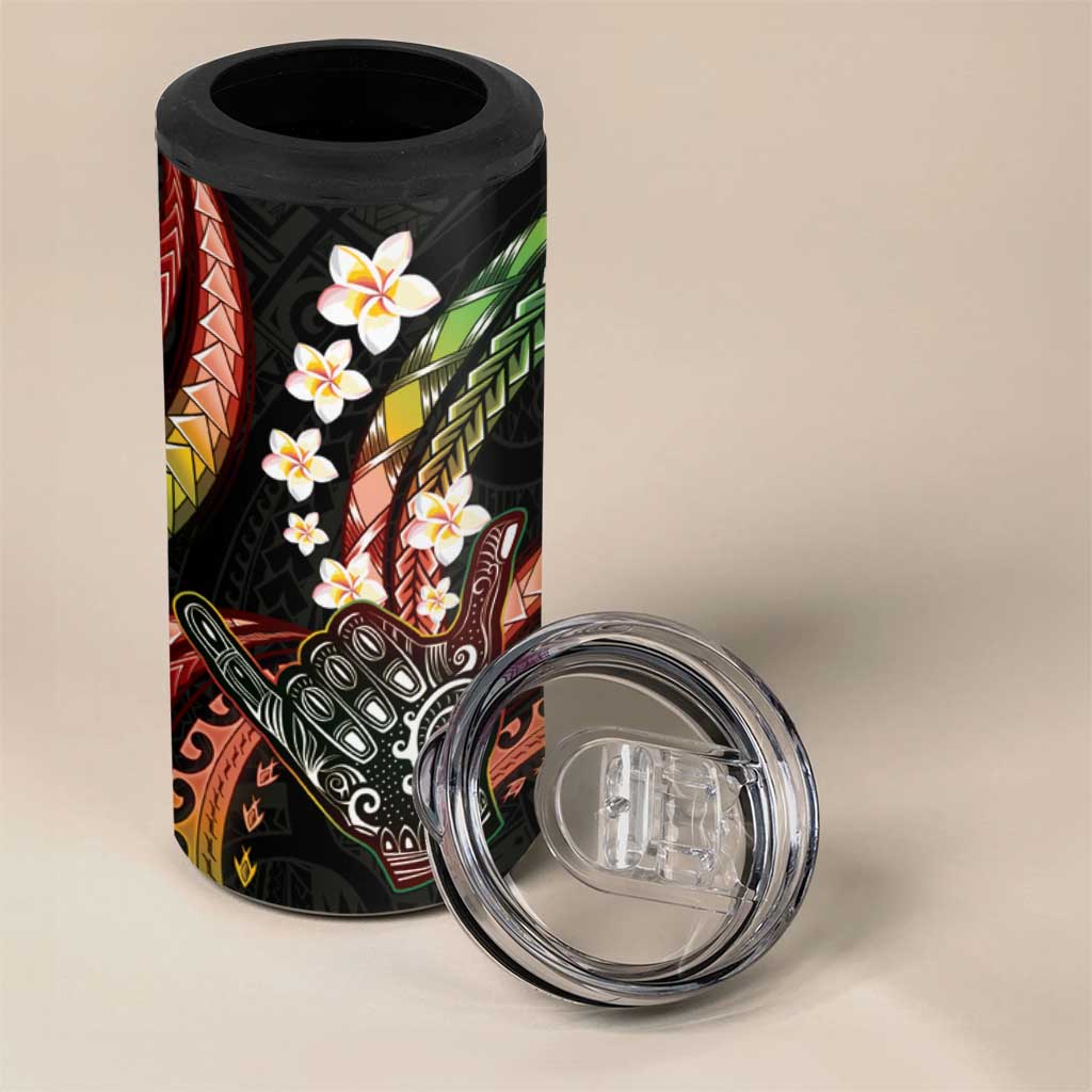 Hawaii Shaka Sign 4 in 1 Can Cooler Tumbler Fantastic Frangipani Reggae