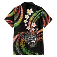 Hawaii Shaka Sign Family Matching Long Sleeve Bodycon Dress and Hawaiian Shirt Fantastic Frangipani Reggae
