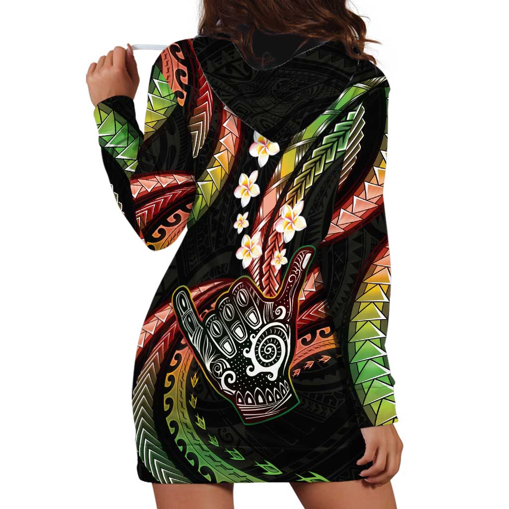 Hawaii Shaka Sign Hoodie Dress Fantastic Frangipani Reggae