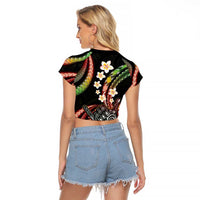 Hawaii Shaka Sign Raglan Cropped T Shirt Fantastic Frangipani Reggae