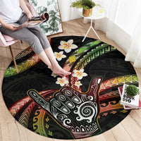 Hawaii Shaka Sign Round Carpet Fantastic Frangipani Reggae
