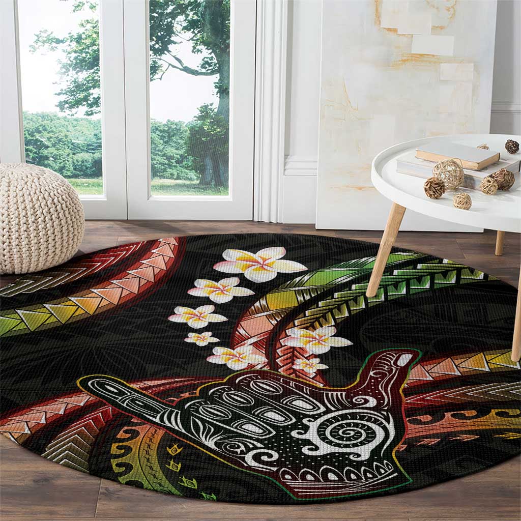 Hawaii Shaka Sign Round Carpet Fantastic Frangipani Reggae