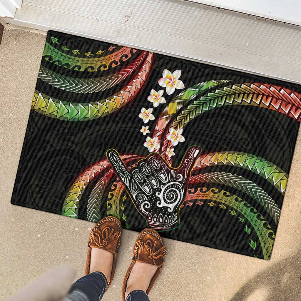 Hawaii Shaka Sign Rubber Doormat Fantastic Frangipani Reggae