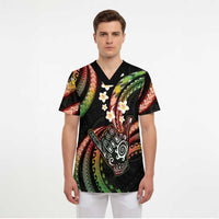 Hawaii Shaka Sign Scrub Top Fantastic Frangipani Reggae - Polynesian Pride