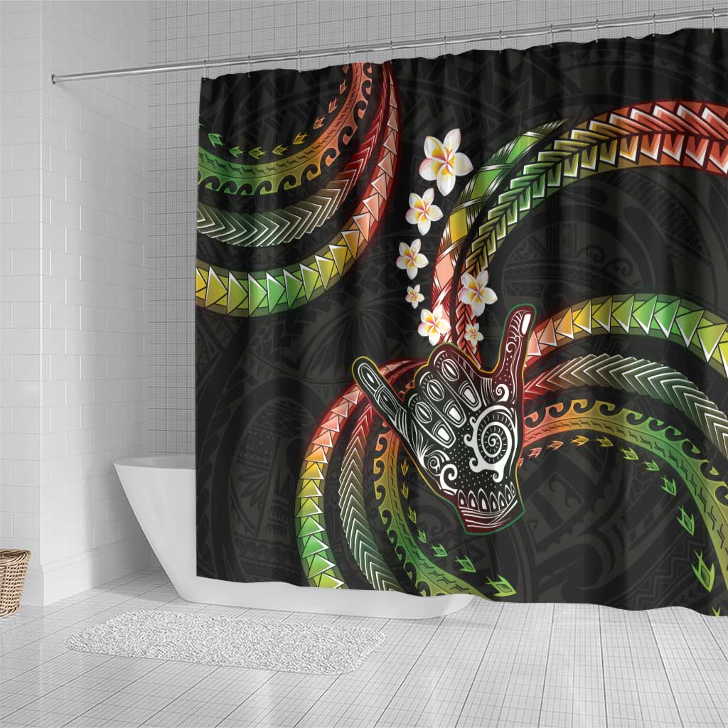 Hawaii Shaka Sign Shower Curtain Fantastic Frangipani Reggae