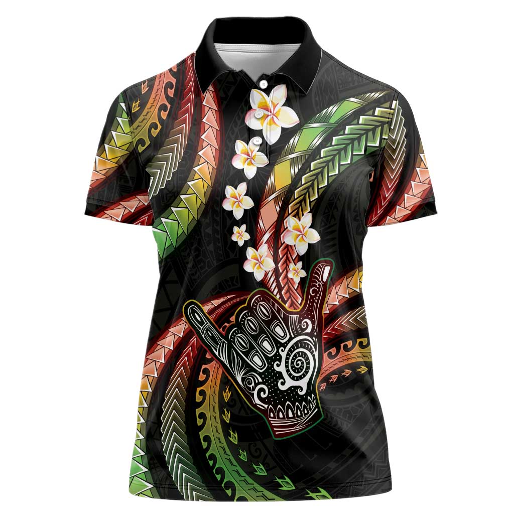Hawaii Shaka Sign Women Polo Shirt Fantastic Frangipani Reggae
