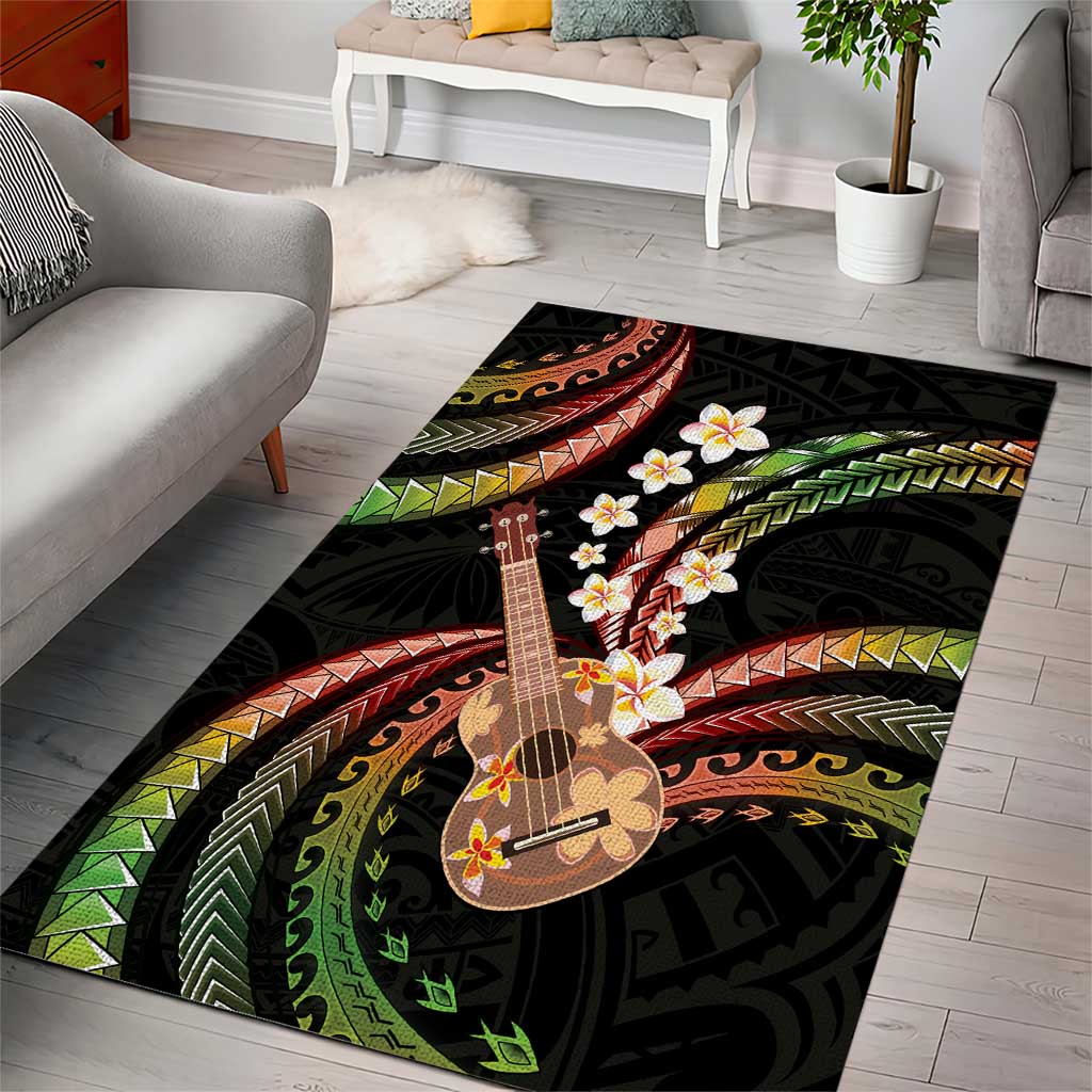 Hawaiian Ukulele Area Rug Jawaiian Fantastic Plumeria