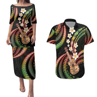 Hawaiian Ukulele Couples Matching Puletasi and Hawaiian Shirt Jawaiian Fantastic Plumeria LT01 Reggae - Polynesian Pride
