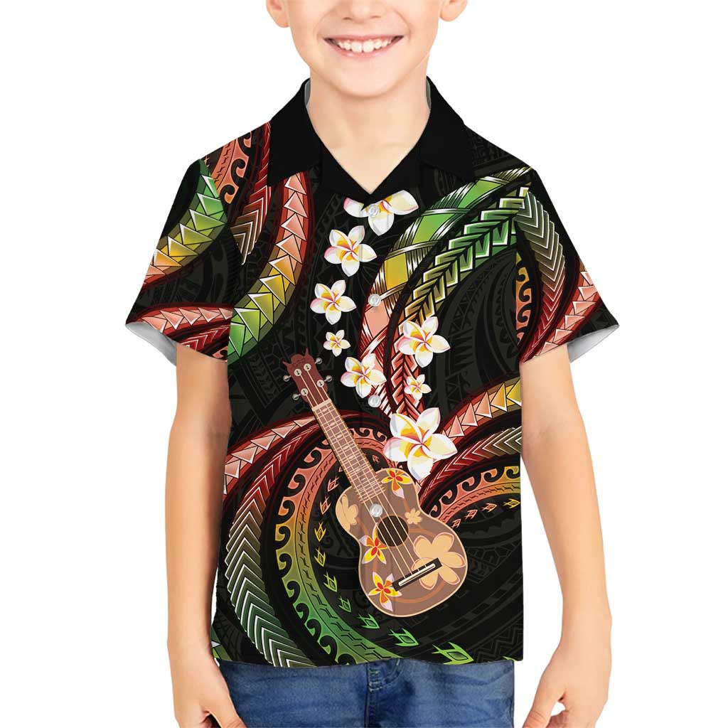Hawaiian Ukulele Family Matching Long Sleeve Bodycon Dress and Hawaiian Shirt Jawaiian Fantastic Plumeria LT01 Son's Shirt Reggae - Polynesian Pride