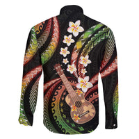 Hawaiian Ukulele Family Matching Off The Shoulder Long Sleeve Dress and Hawaiian Shirt Jawaiian Fantastic Plumeria