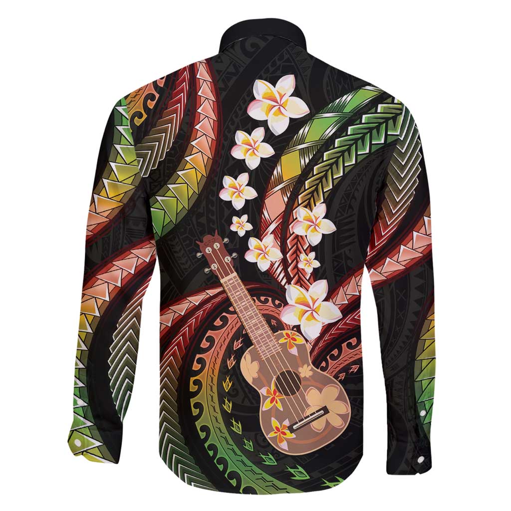 Hawaiian Ukulele Family Matching Off Shoulder Short Dress and Hawaiian Shirt Jawaiian Fantastic Plumeria