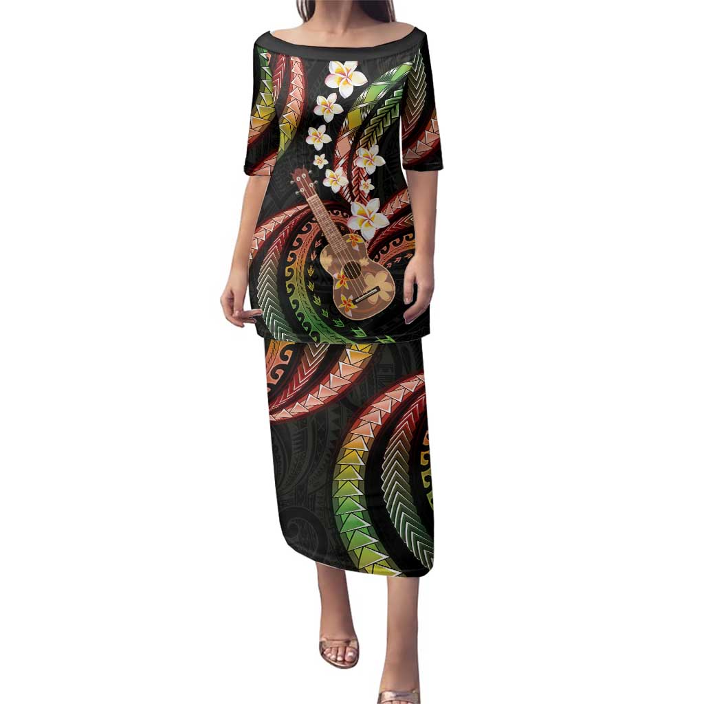 Hawaiian Ukulele Family Matching Puletasi and Hawaiian Shirt Jawaiian Fantastic Plumeria LT01 Mom's Dress Reggae - Polynesian Pride