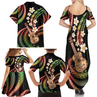 Hawaiian Ukulele Family Matching Summer Maxi Dress and Hawaiian Shirt Jawaiian Fantastic Plumeria LT01 - Polynesian Pride