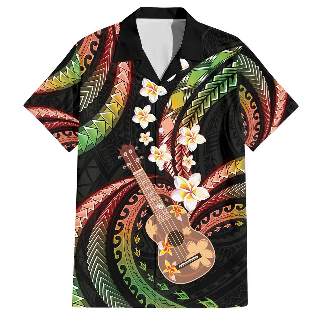 Hawaiian Ukulele Family Matching Summer Maxi Dress and Hawaiian Shirt Jawaiian Fantastic Plumeria LT01 Dad's Shirt - Short Sleeve Reggae - Polynesian Pride